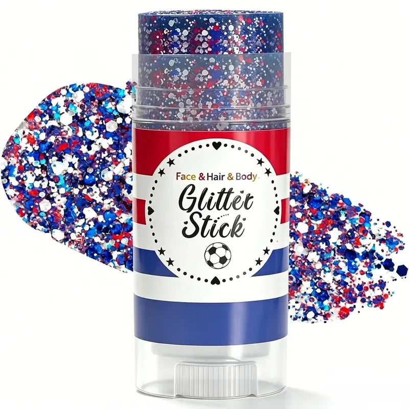4th of July Glitter Stick Red White Blue Body Hair Sparkle Party Look