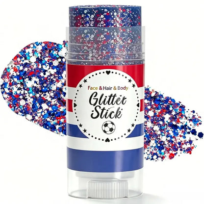 4th of July Glitter Stick Red White Blue Body Hair Sparkle Party Look
