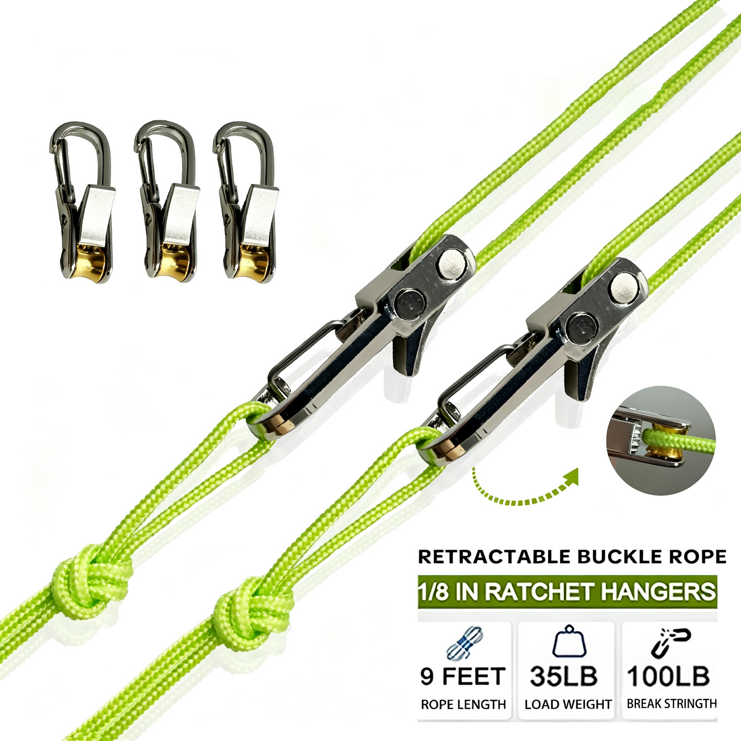 Multi Function Retractable Buckle Rope for Camping Hiking and Outdoor Use