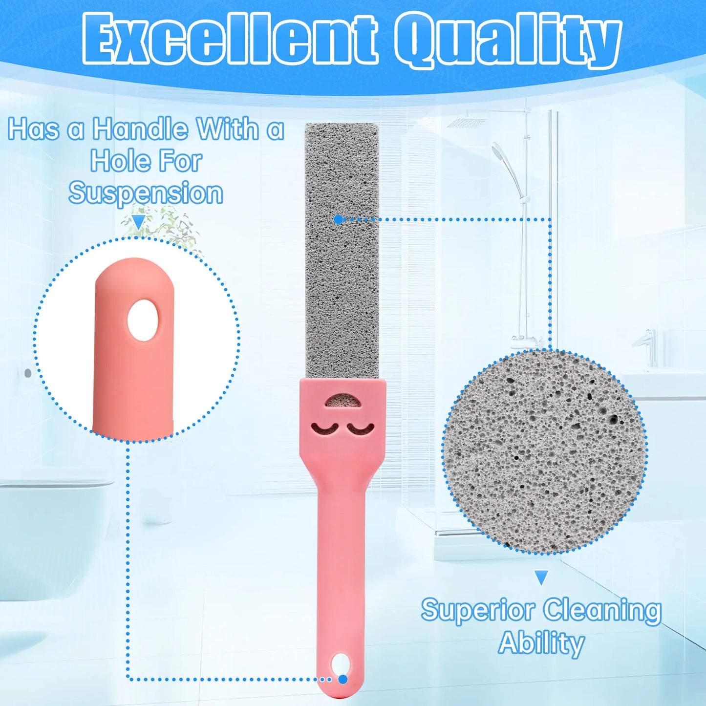 12 Pack Pumice Stone Toilet Cleaner - Extra Long Handle
