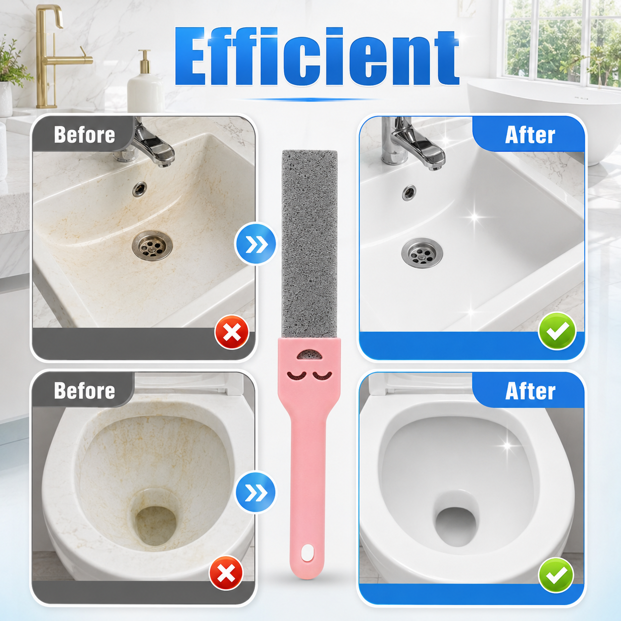 8 Pack Pumice Stone Toilet Cleaner - Extra Long Handle