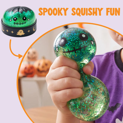 Halloween Dumpling Stress Relief Toys, 1pcs/3pcs/6pcs with Steamer Storage Boxes,Slow‑rebound maltose squishy toys, ideal for Halloween party gifts, featuring grimace pumpkin and little devil designs