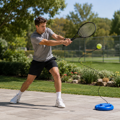 2 Piece Portable Tennis Trainer Set with Rebound Balls