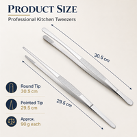 Silver(BBQ Tongs*1 + BBQ Tweezers*1)