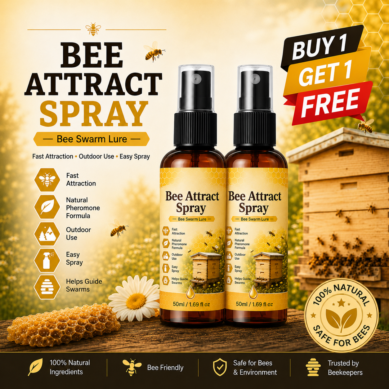Natural Outdoor Bee Attractant Spray