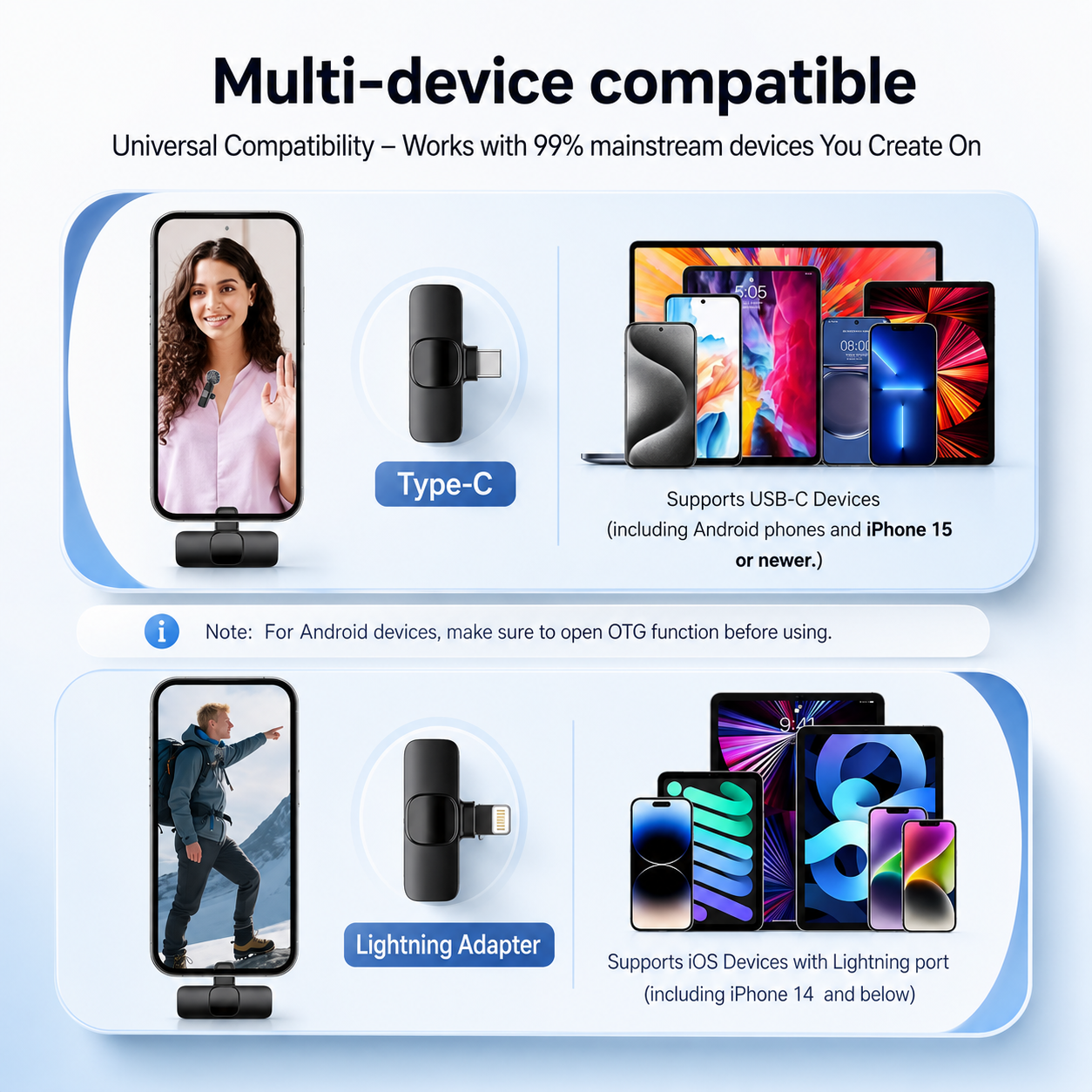 Wireless Lavalier Microphone for iPhone and Android