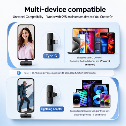 Wireless Lavalier Microphone for iPhone and Android