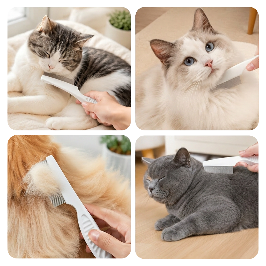 2 Pack Pet Grooming Comb Set for Small Dogs and Cats Flea and Lice Removal