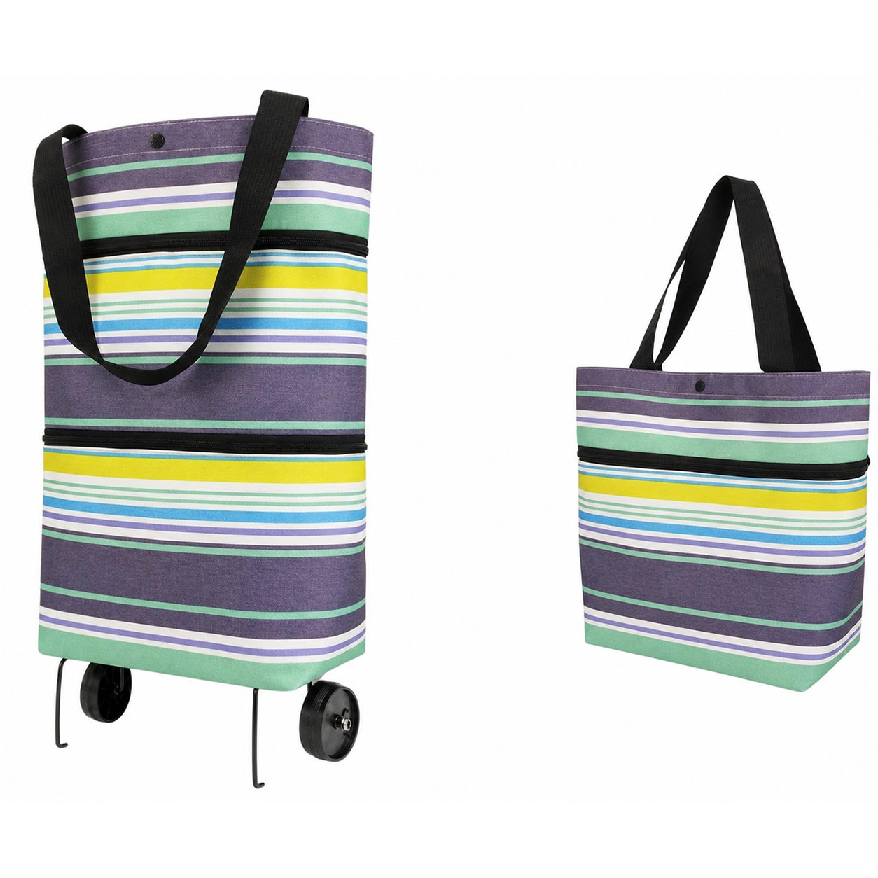 2 in 1 Foldable Shopping Trolley Bag with Wheels