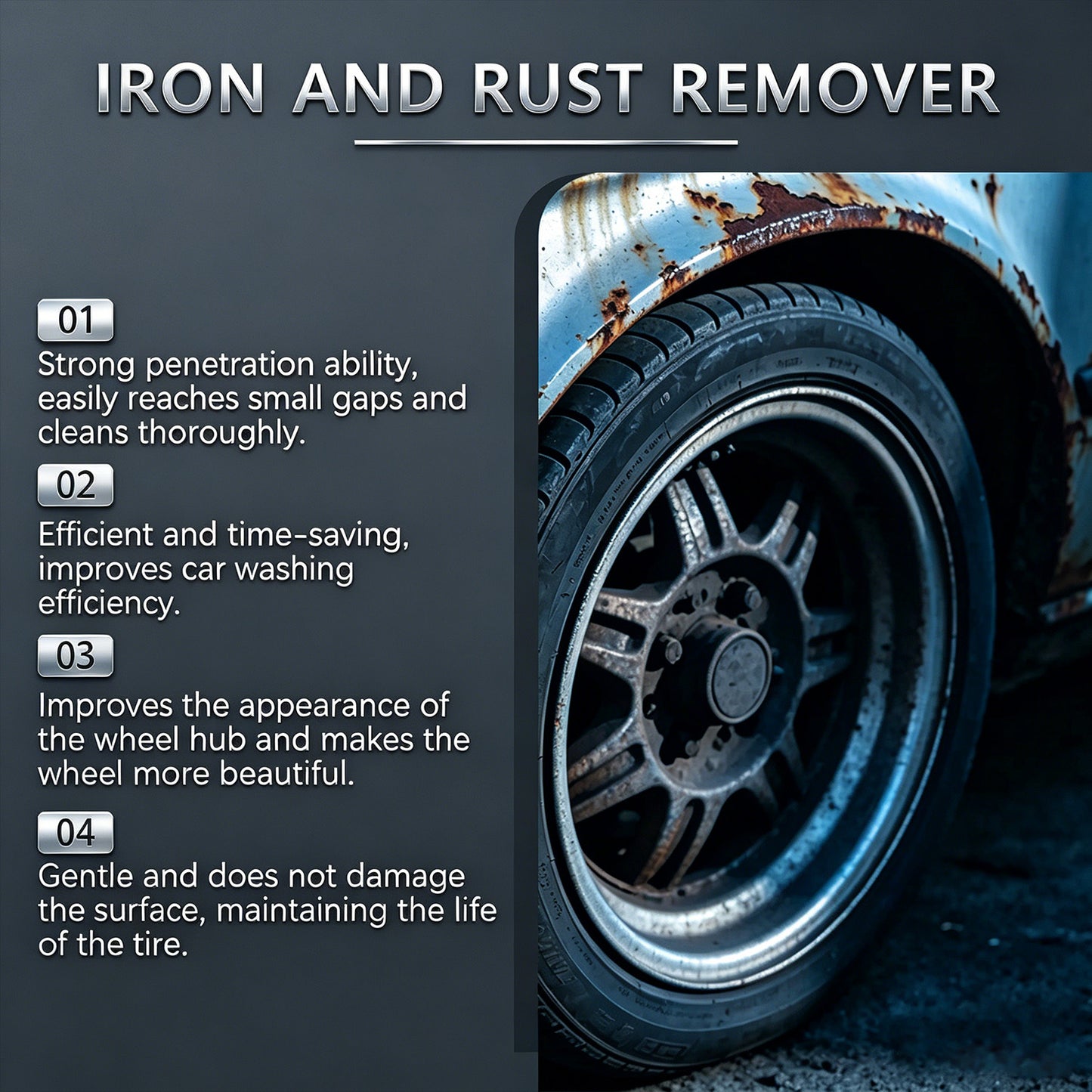 Automotive Rust Remover Spray 120ML Metal Cleaner for Cars