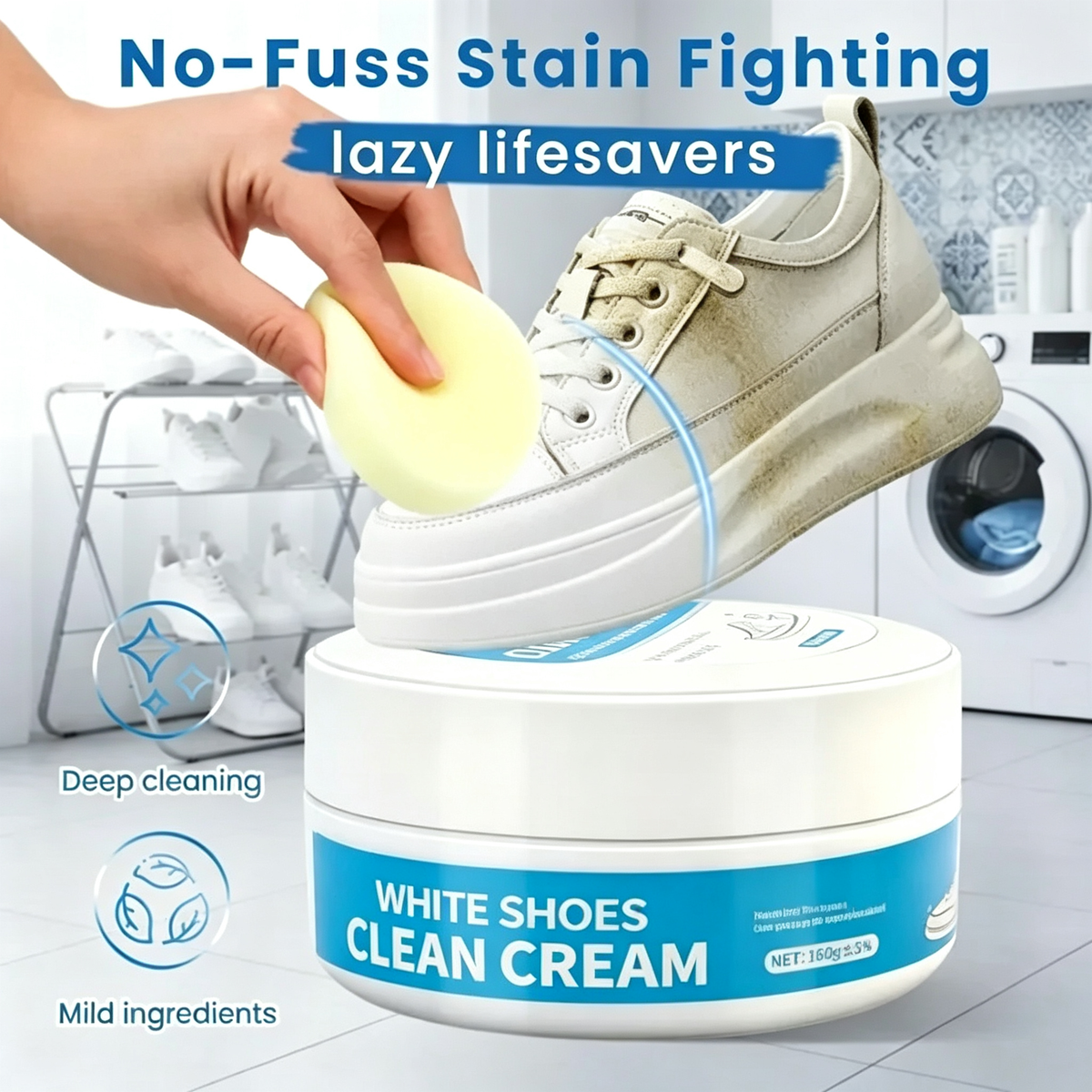 White Shoe Cleaning Cream for Sneakers and Shoes