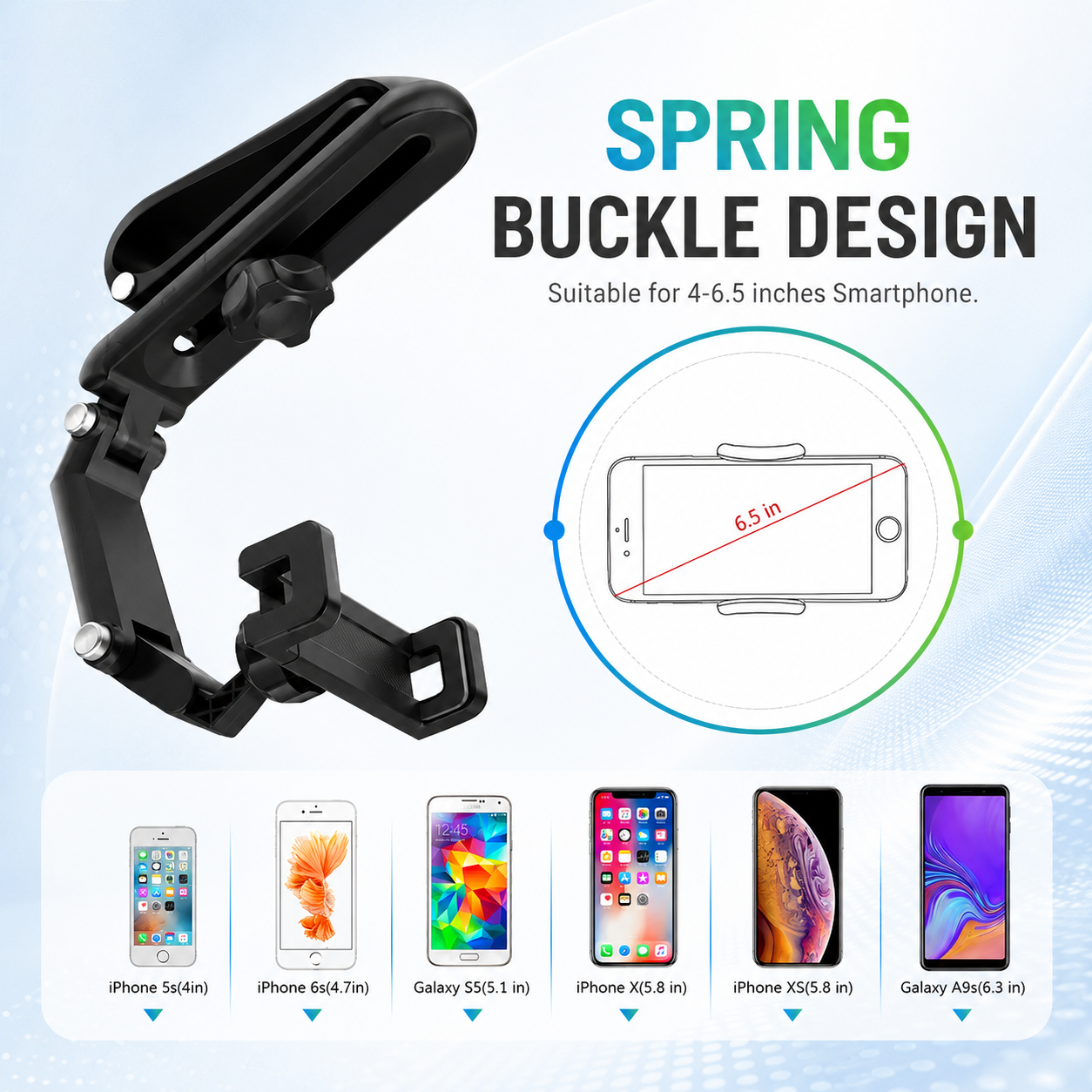 Long Arm 360 Rotating Car Phone Mount with Secure Clamp