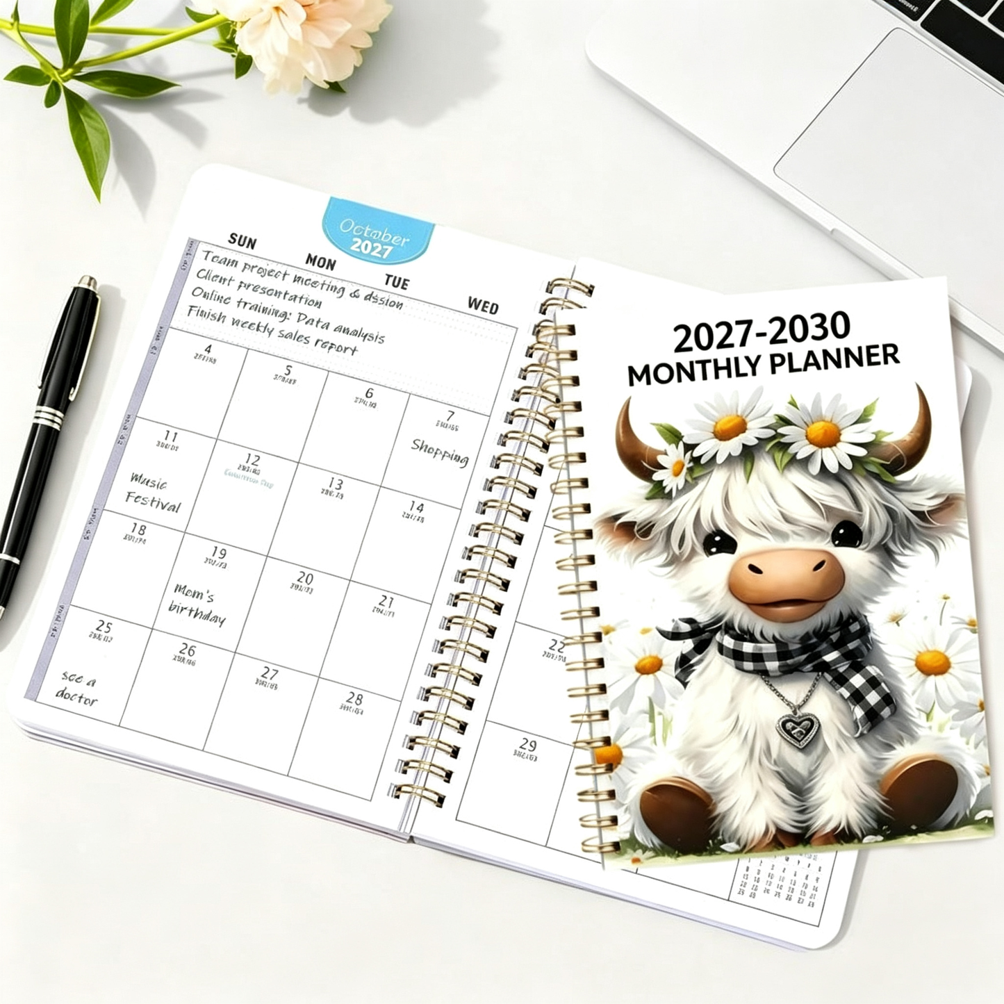 Highland Cow 4 Year Monthly Planner and Goal Planner