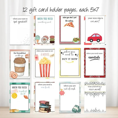 Christmas Gift Card Book, Diy Spiral Bound Gift Card Book, 5x7 Inch Colorful Spiral Bound Card Book , Christma Gift Cards Books Holder, DIY Personalized Xmas Gifts for Family, Friends, Students