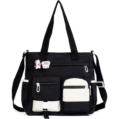 👜 Multi‑Pocket Canvas Tote Bag - Crossbody Shoulder Bag for School Work Travel