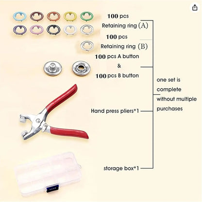 BOGO+  Including 200pcs Invisible Colored Metal Buckle & 1 Count Manual Pressure Pliers
