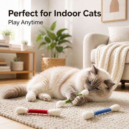 6 Pack Giant Q Tip Catnip Toys for Interactive Play and Teething