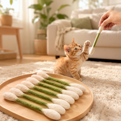 6 Pack Giant Q Tip Catnip Toys for Interactive Play and Teething