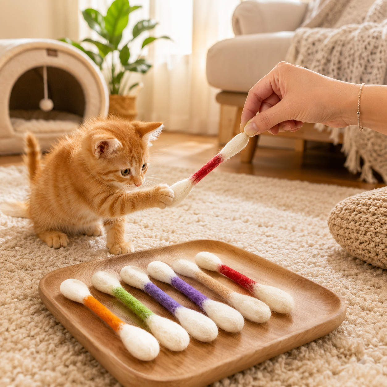 6 Pack Giant Q Tip Catnip Toys for Interactive Play and Teething