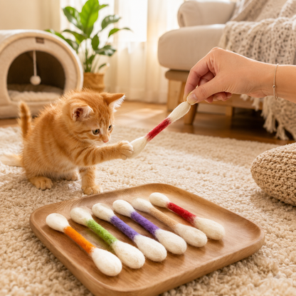 6 Pack Giant Q Tip Catnip Toys for Interactive Play and Teething
