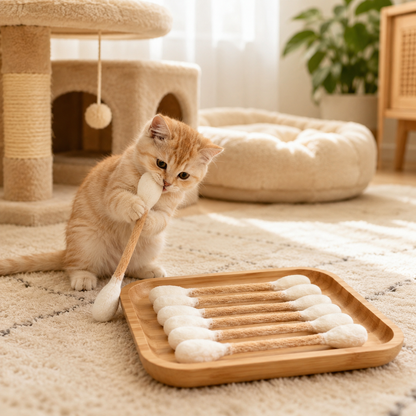 6 Pack Giant Q Tip Catnip Toys for Interactive Play and Teething