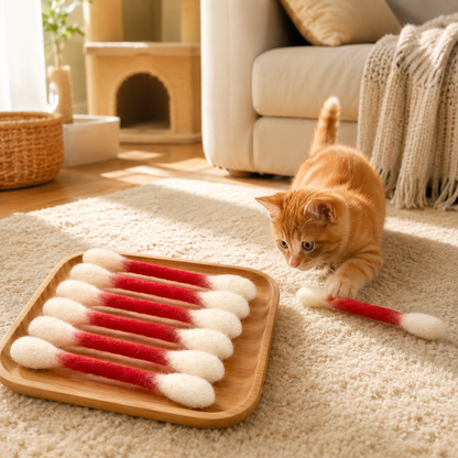 6 Pack Giant Q Tip Catnip Toys for Interactive Play and Teething