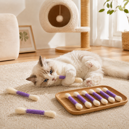 6 Pack Giant Q Tip Catnip Toys for Interactive Play and Teething