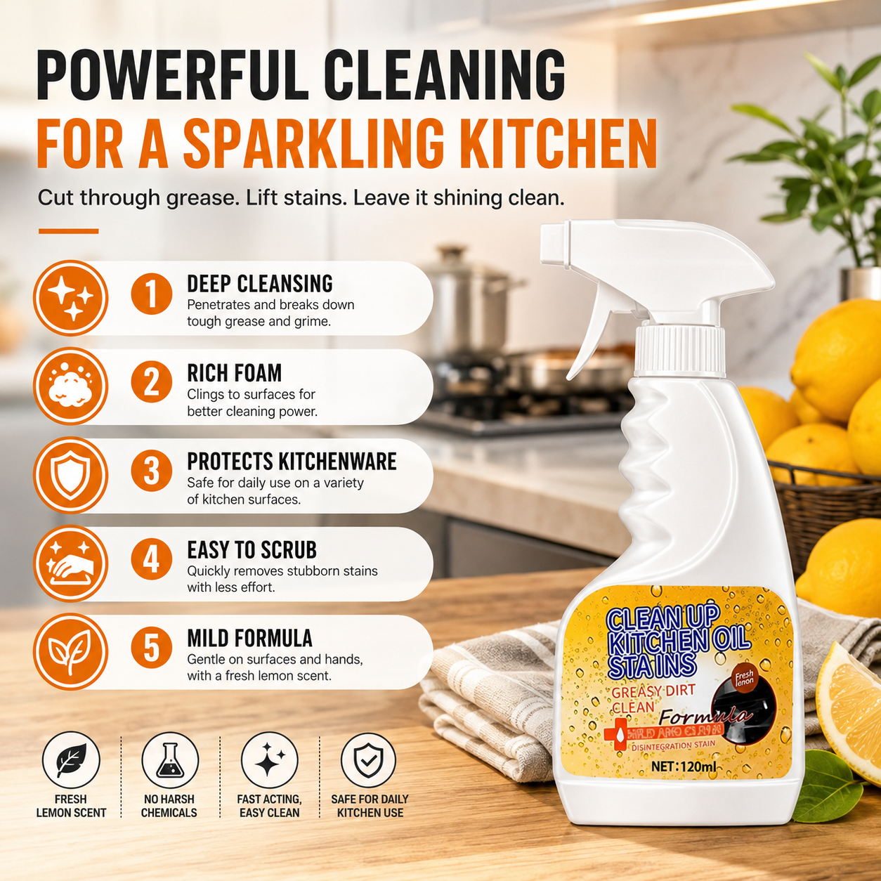 Multi-Purpose Kitchen Heavy Oil Cleaner Spray