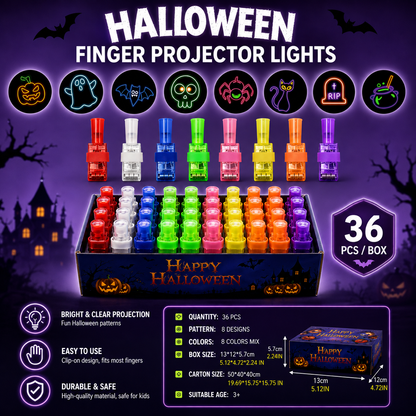 👻🎃 Halloween Finger Projector Rings – LED Party Favors for Kids