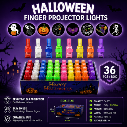 👻🎃 Halloween Finger Projector Rings – LED Party Favors for Kids