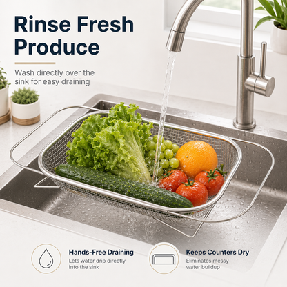 Adjustable Over the Sink Kitchen Strainer Basket