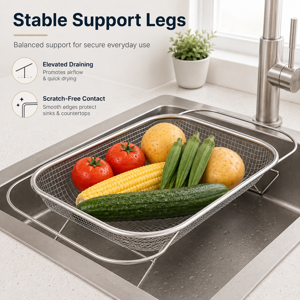 Adjustable Over the Sink Kitchen Strainer Basket