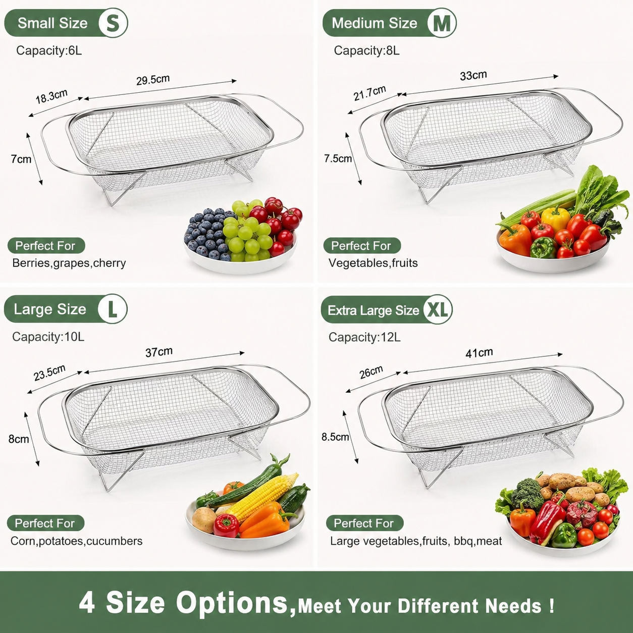 Adjustable Over the Sink Kitchen Strainer Basket
