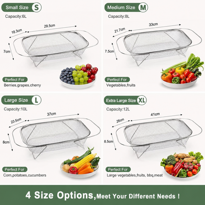 Adjustable Over the Sink Kitchen Strainer Basket