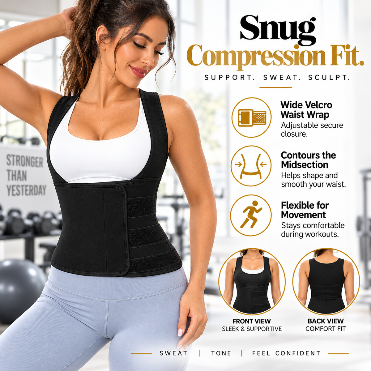 Women's Zip-Up Compression Shapewear Vest
