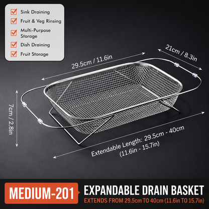 Adjustable Over the Sink Kitchen Strainer Basket