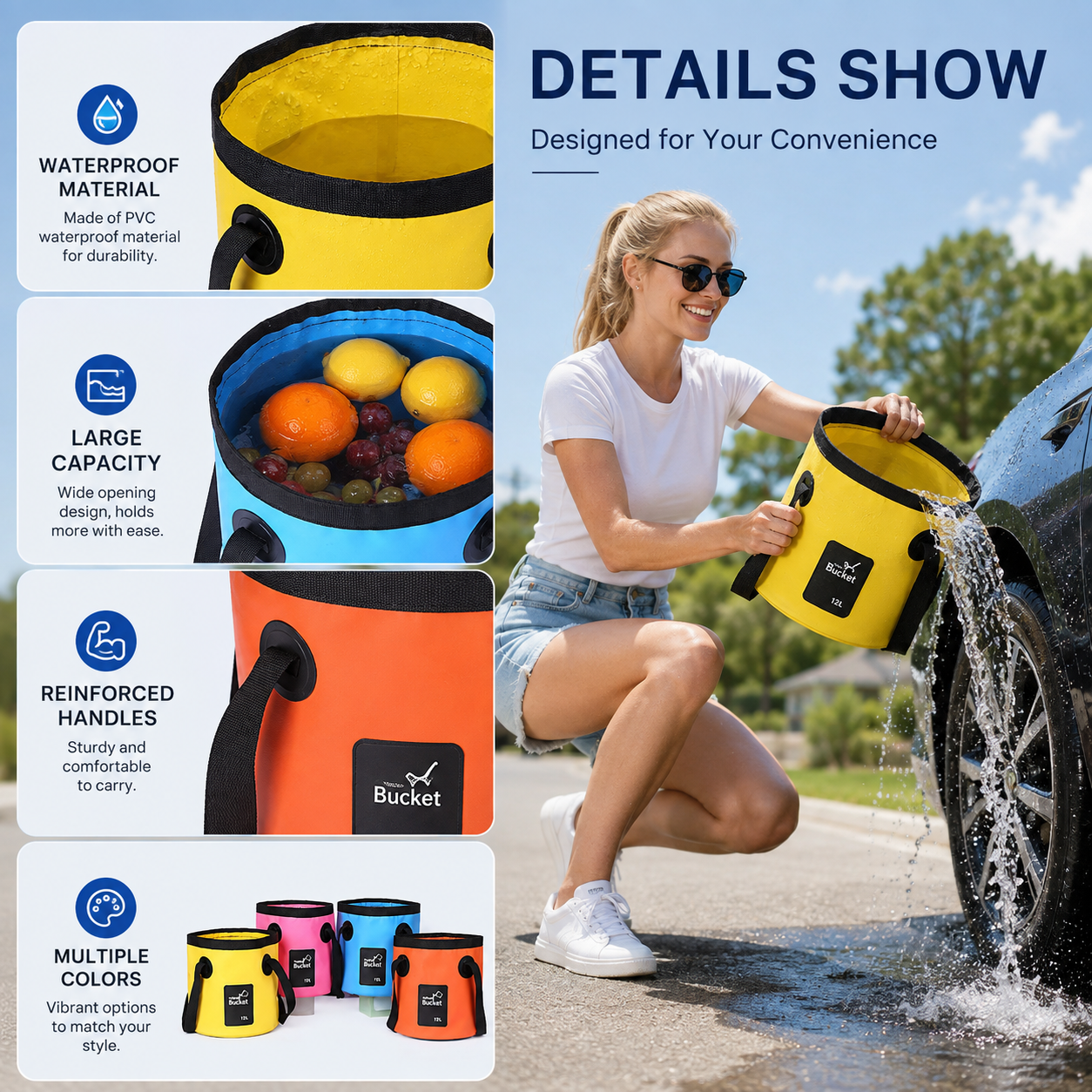 Portable Folding Water Storage Bucket