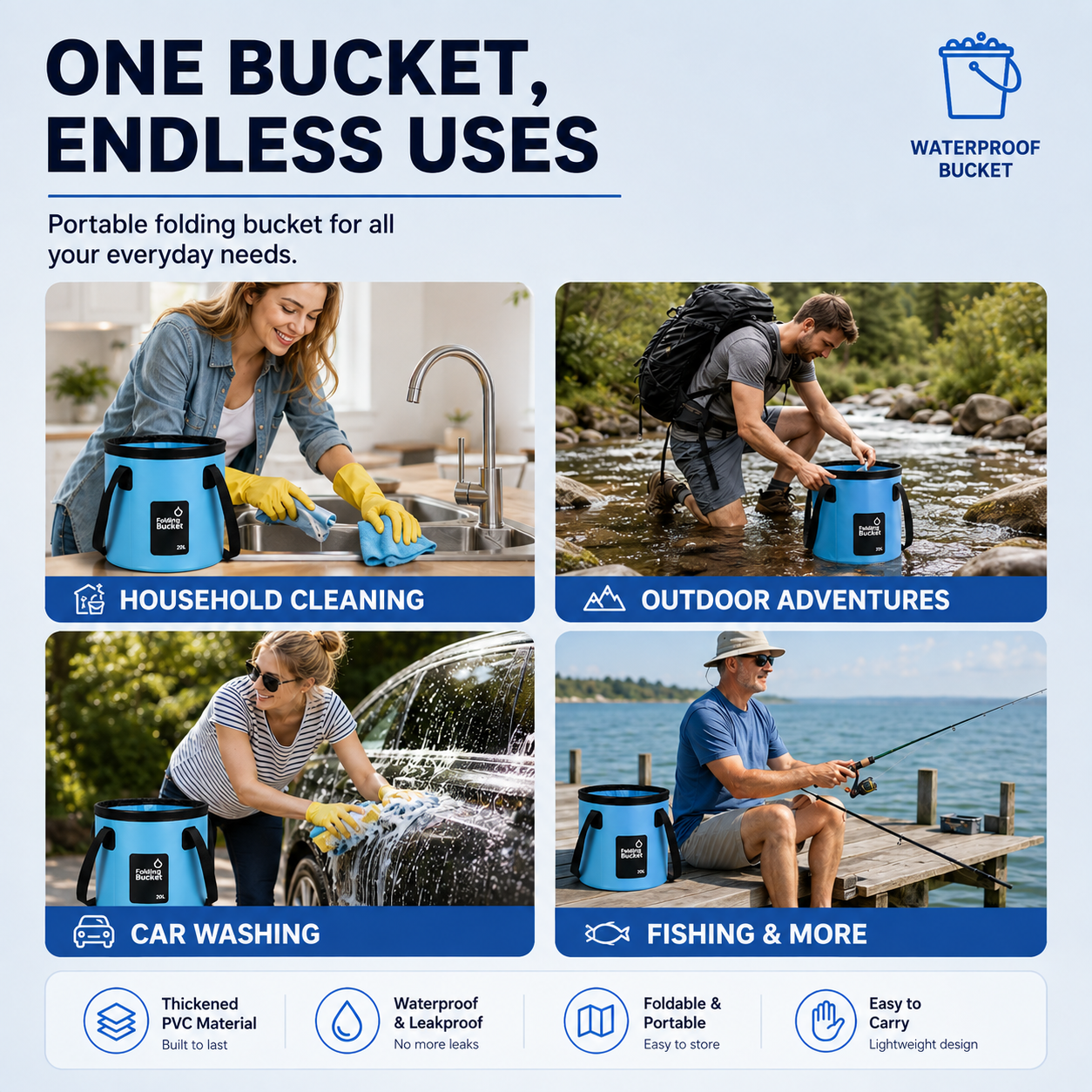 Portable Folding Water Storage Bucket