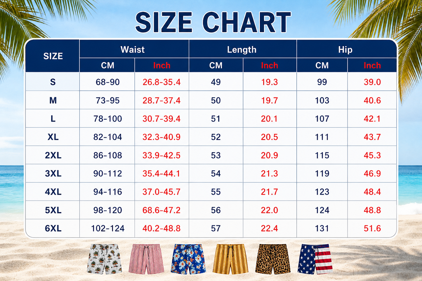 Men's Quick Dry Printed Swim Trunks with Pockets and Drawstring