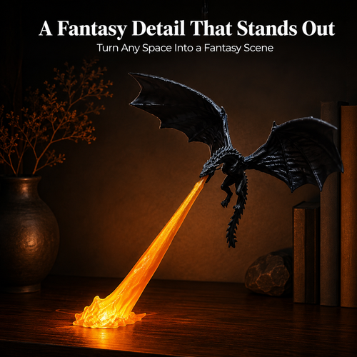 3D Printed Dragon Flame Book Nook with LED Light