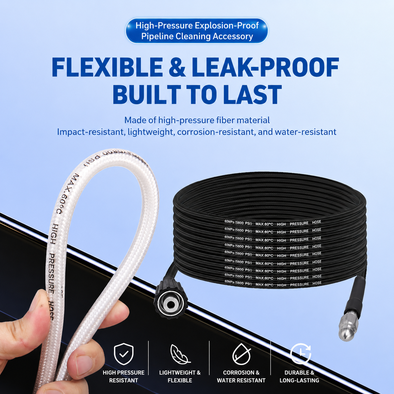 High Pressure Drain Cleaning Hose Kit