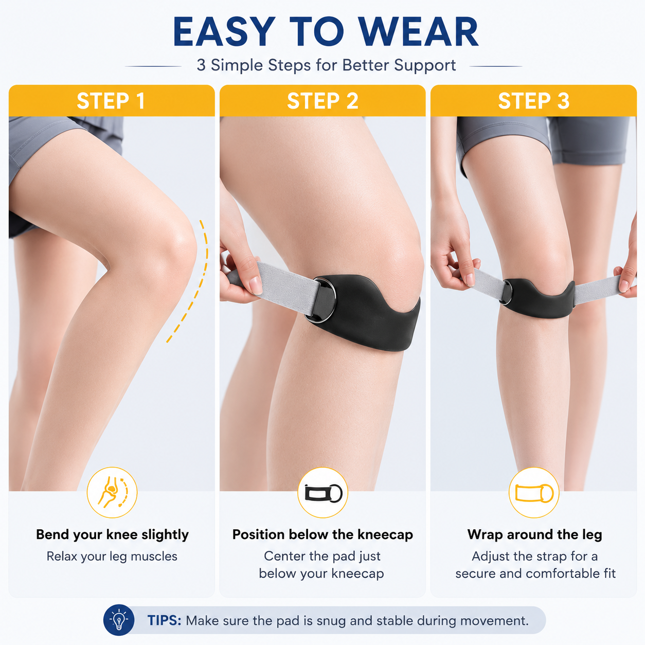 Adjustable Silicone Patella Knee Support Strap