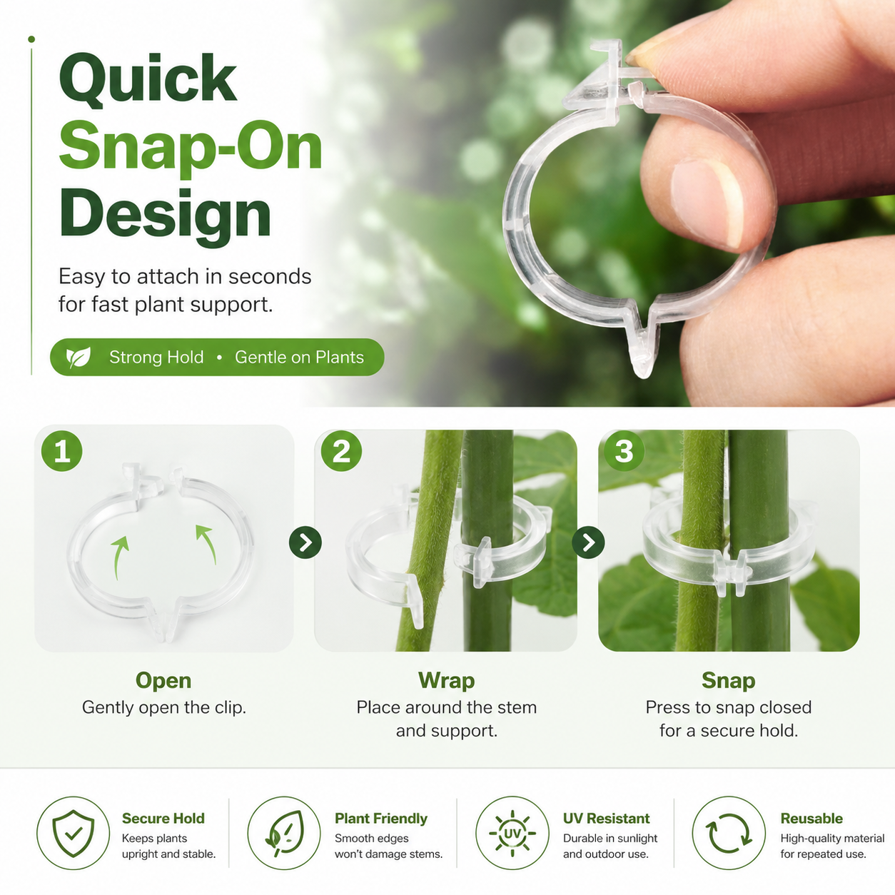 Plant Support Clips, Upright Growth Support for Tomato & Grape Vines【100pcs】