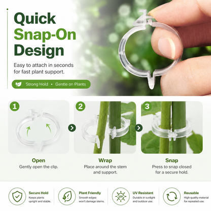 Plant Support Clips, Upright Growth Support for Tomato & Grape Vines【100pcs】