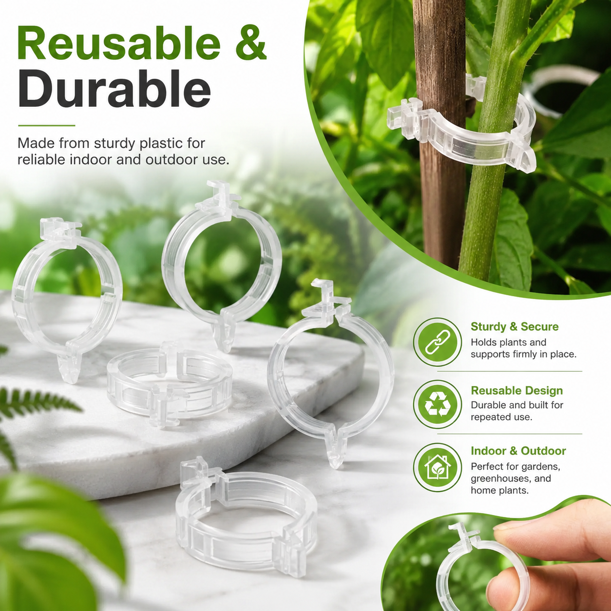 Plant Support Clips, Upright Growth Support for Tomato & Grape Vines【100pcs】