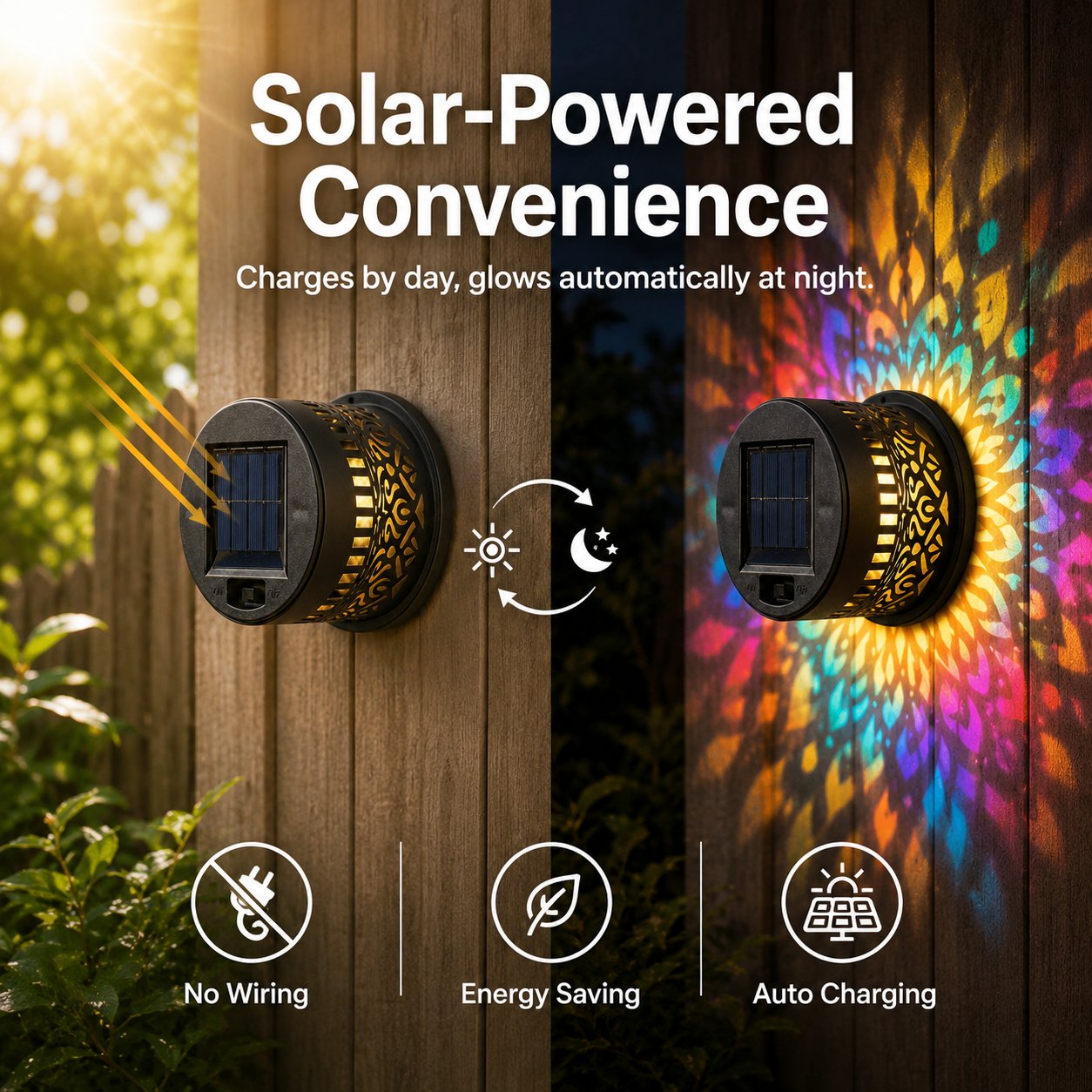Solar Pattern Shadow Light for Garden Fence and Patio Decor