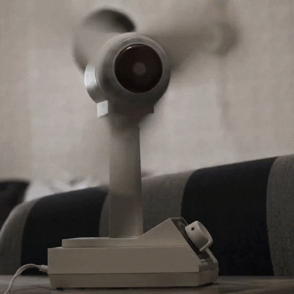 Old fan running in a room