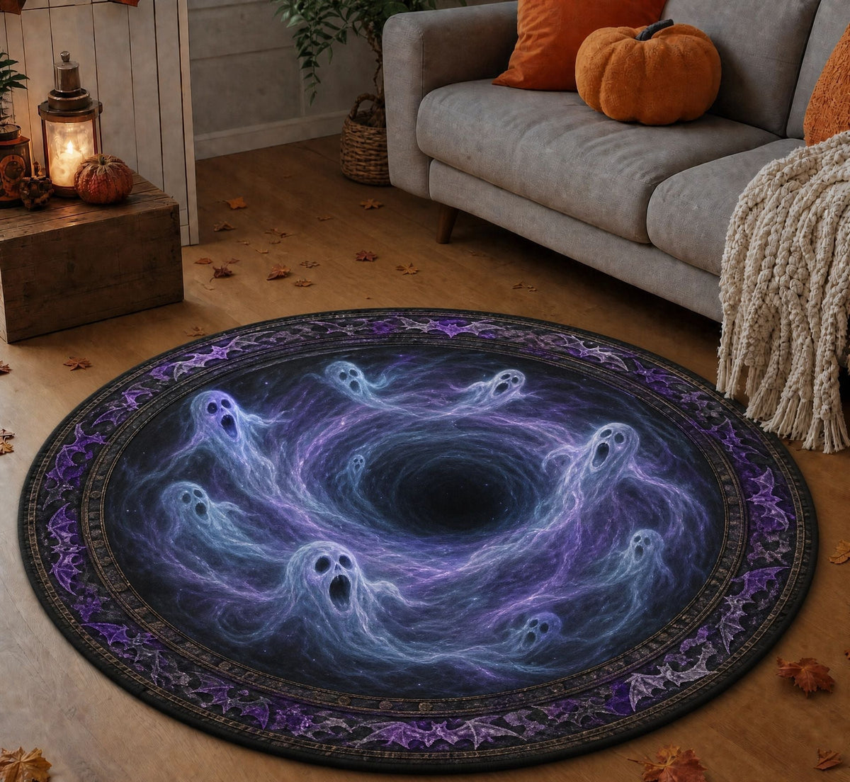🔥 Flash Sale - 3D Haunted Stairway Round Halloween Rug