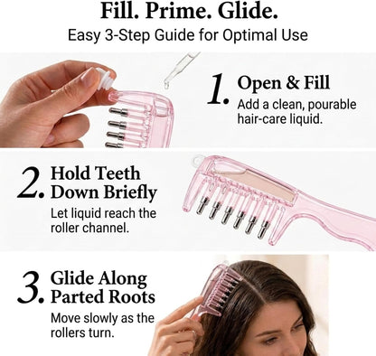 Crystal Roller Scalp Oil Applicator Comb