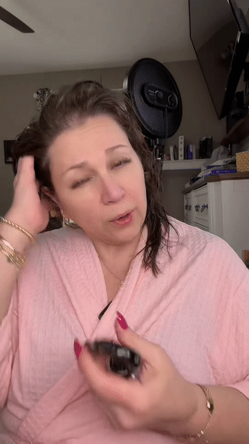 Customer using hair spray